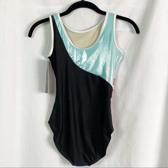 Perfect Balance Black Red Swirl Pattern Tank Leotard Large NEW NWT - Picture 6 of 9